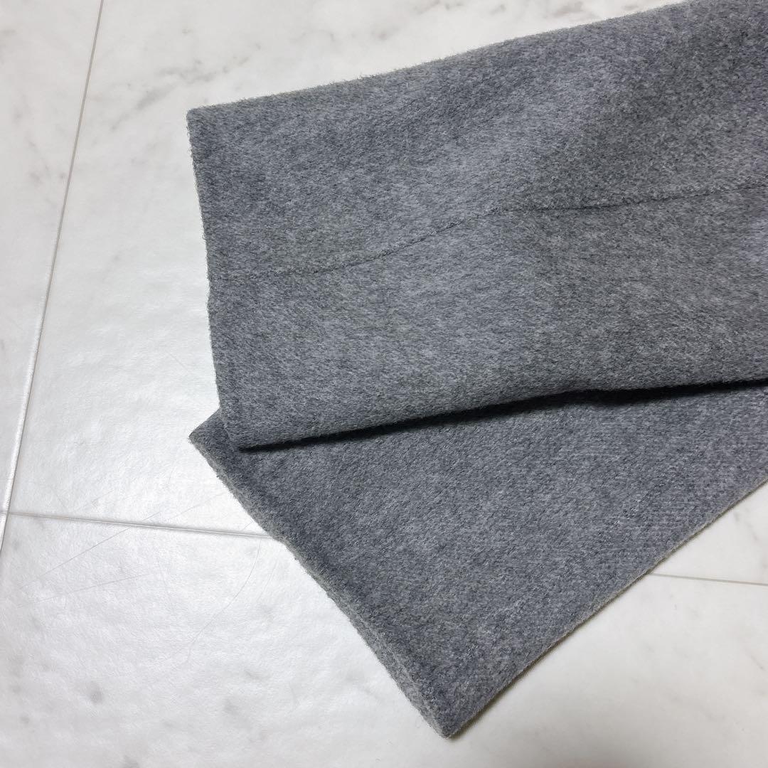美品 ノーブル ロング丈 W/Nyリバーショールカラーコート グレー 38