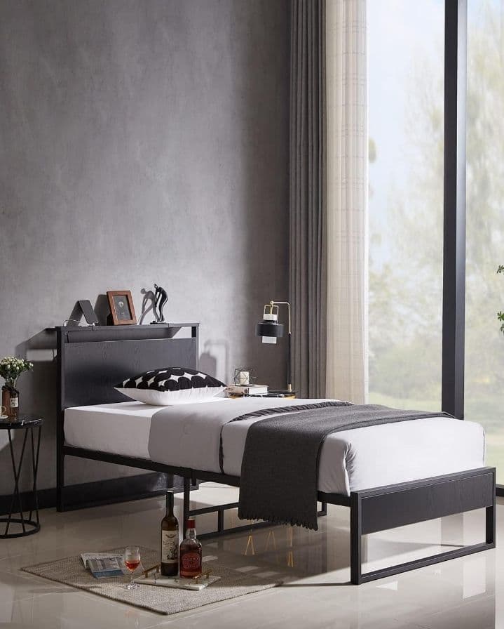 Beemyiベッドフレーム シングル ベッド 2口コンセント 1USB