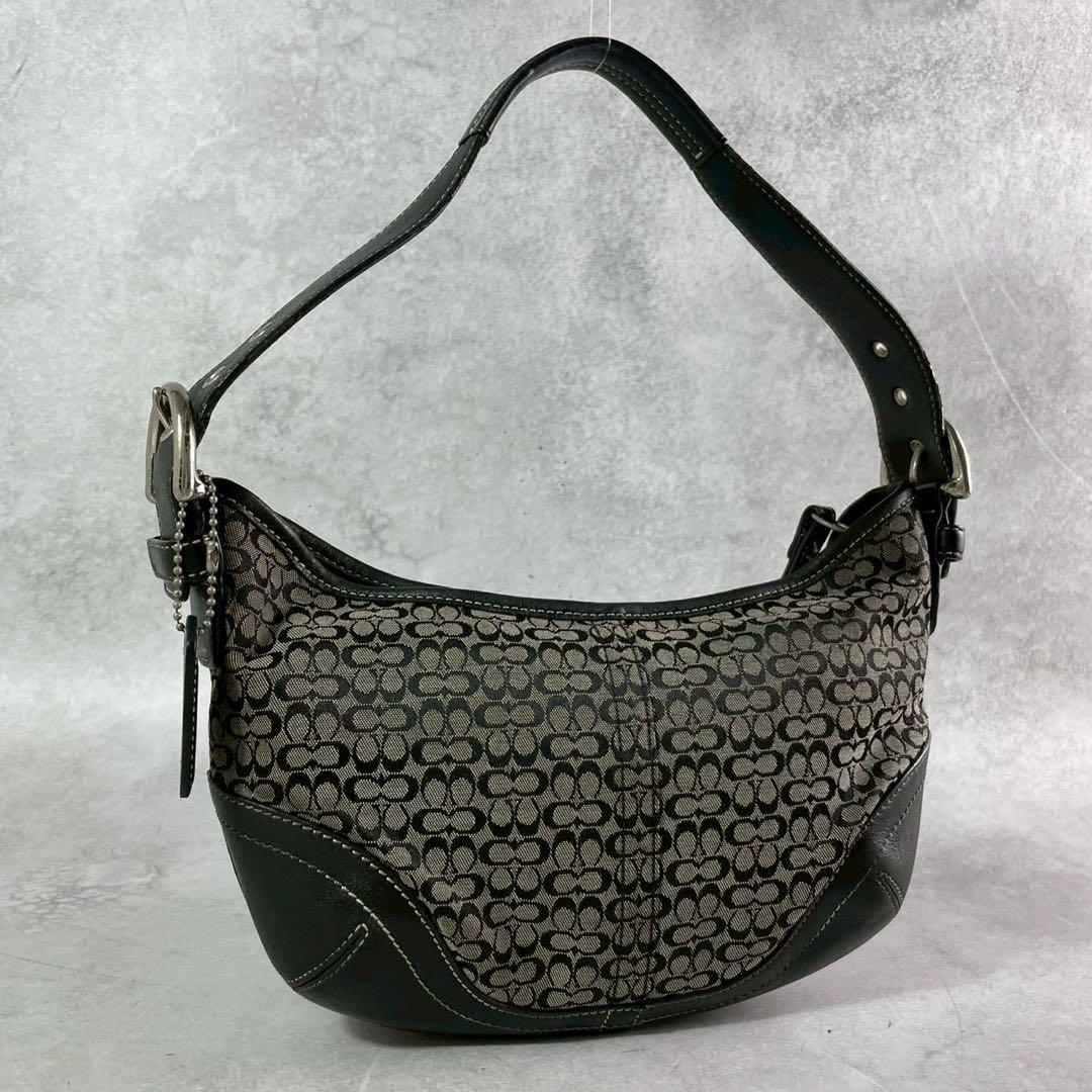 ✨美品✨コーチ　ハンドバッグ　肩かけ　ミニシグネチャー　ホーボー　ブラック