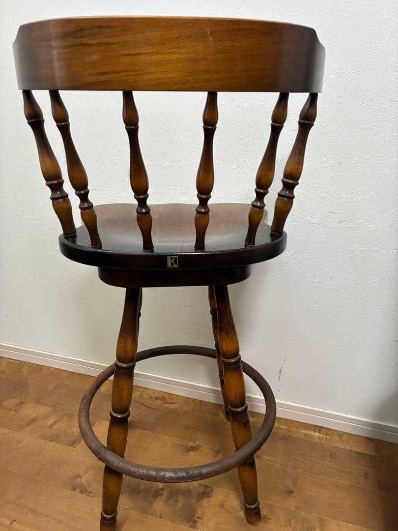 飛騨産業　キツツキマーク ハイチェア　カウンターチェア 回転椅子③