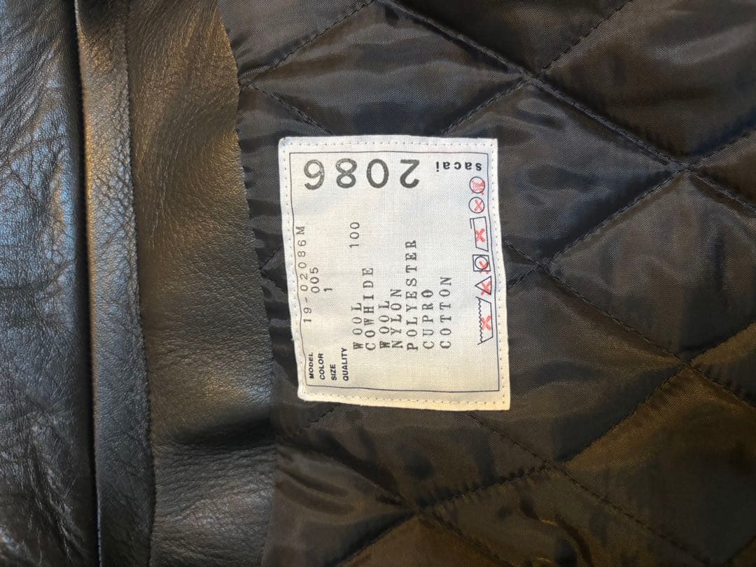 sacai レザーライダースドッキングコート サイズ1 サカイ