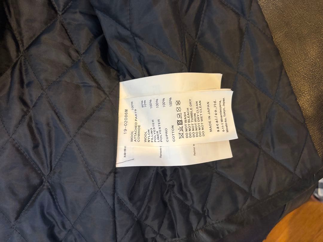 sacai レザーライダースドッキングコート サイズ1 サカイ