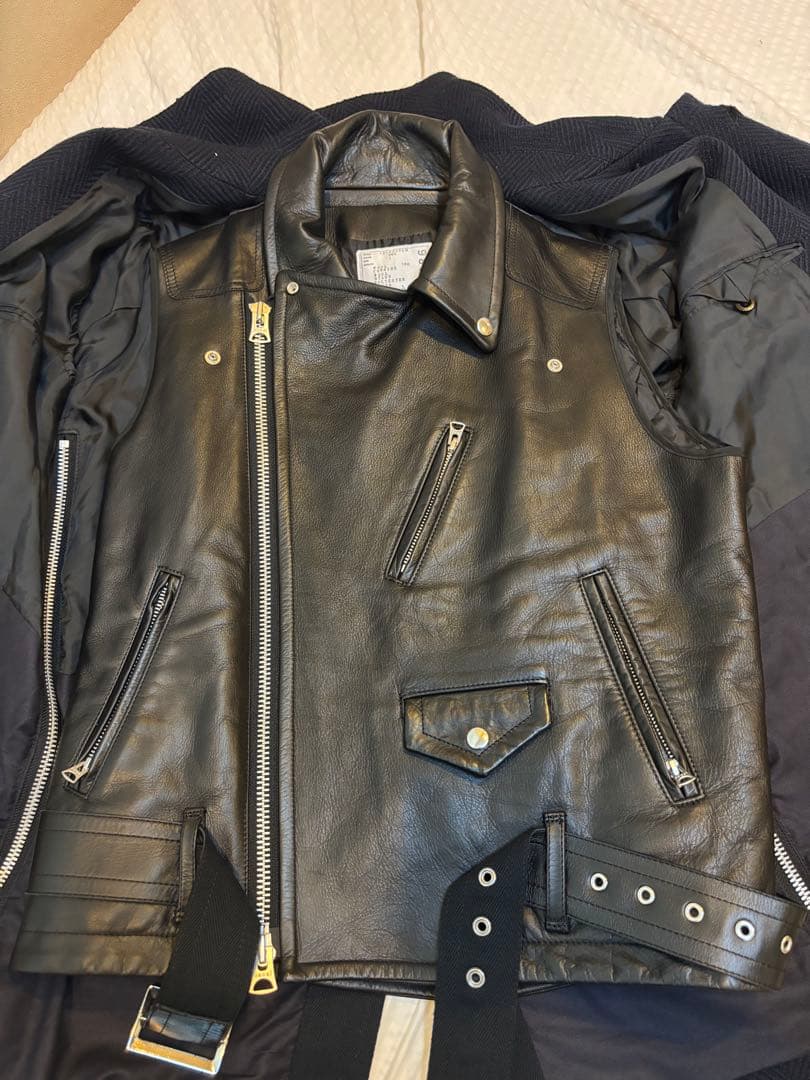 sacai レザーライダースドッキングコート サイズ1 サカイ