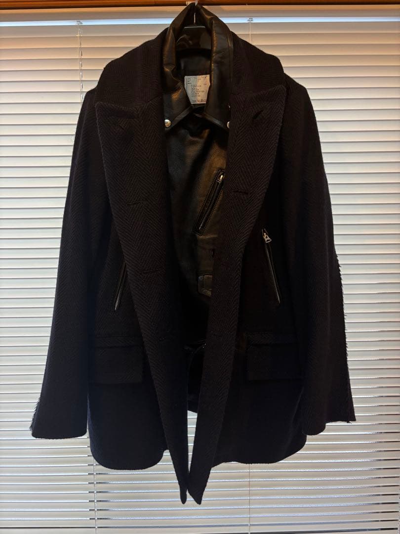 sacai レザーライダースドッキングコート サイズ1 サカイ