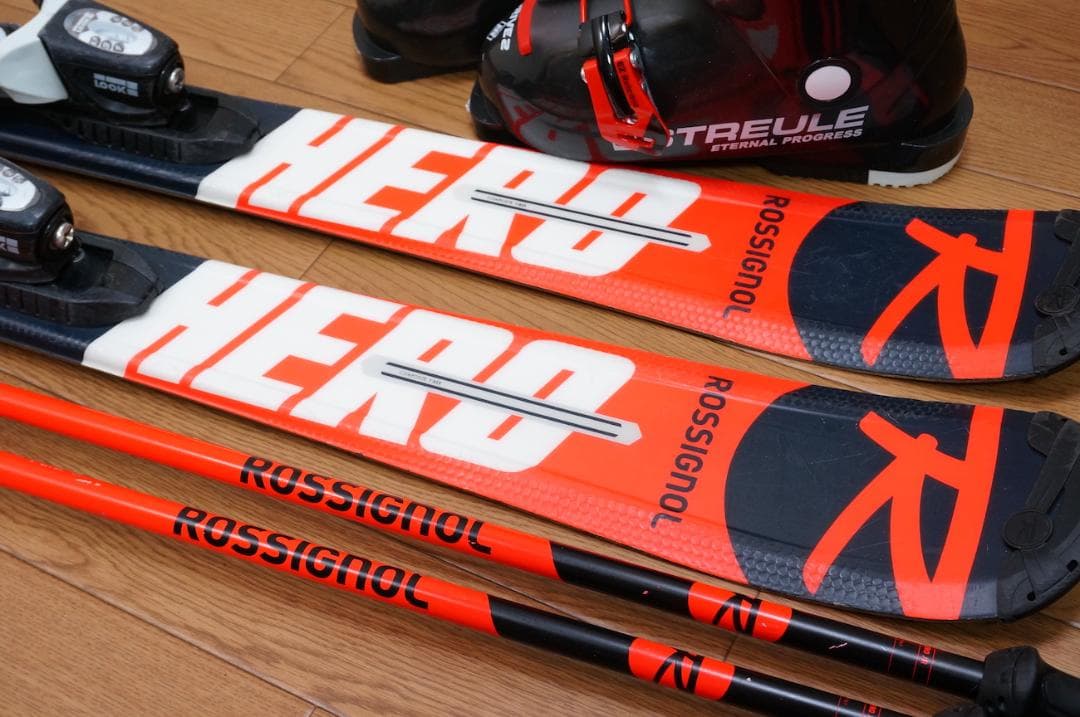 メンテ済 120cm 靴21cm ROSSIGNOL スキーセット