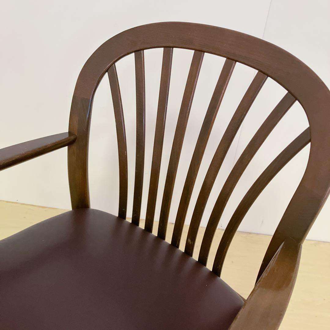 karimoku カリモク家具　アームチェア　座面レザー　ダイニングチェア　②