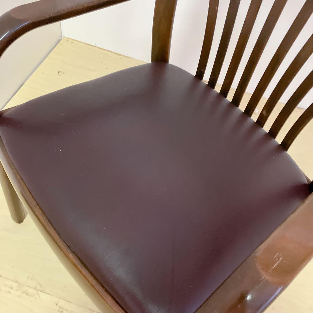 karimoku カリモク家具　アームチェア　座面レザー　ダイニングチェア　②