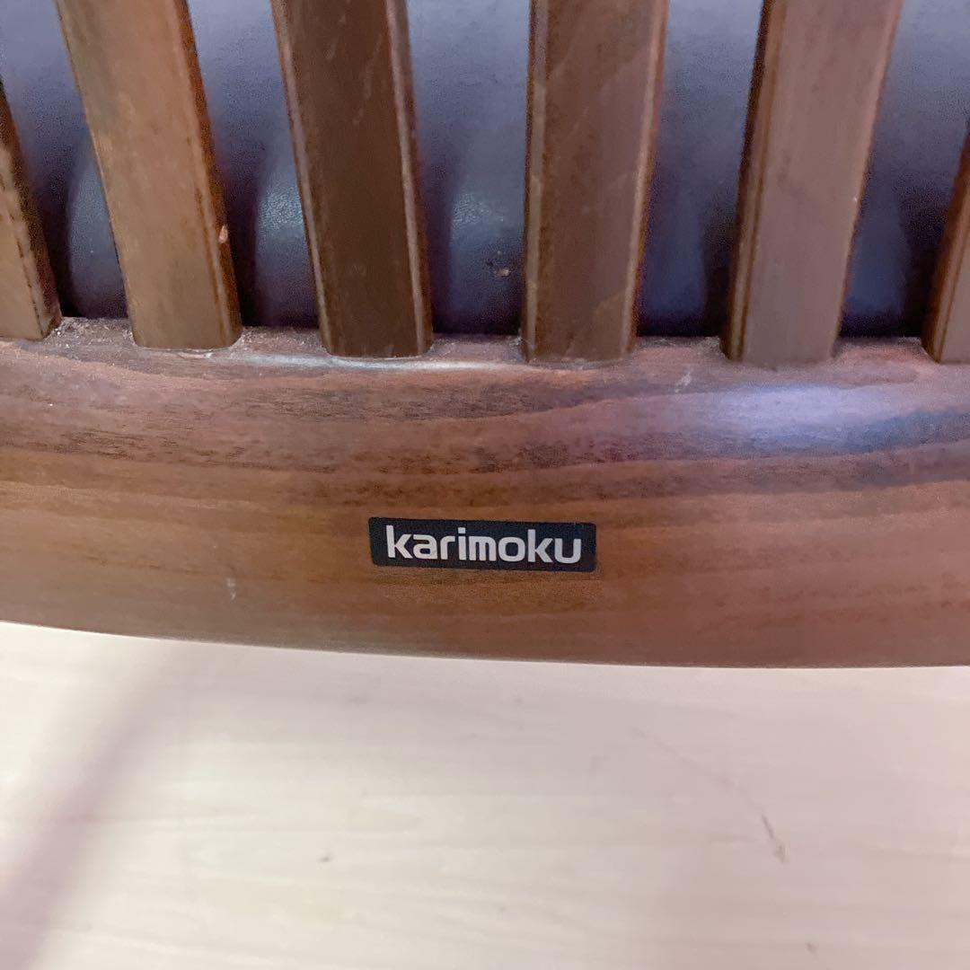 karimoku カリモク家具　アームチェア　座面レザー　ダイニングチェア　②