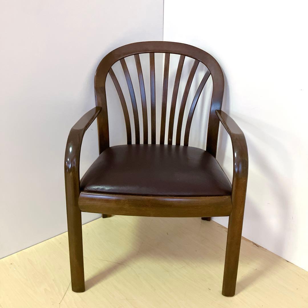 karimoku カリモク家具　アームチェア　座面レザー　ダイニングチェア　②