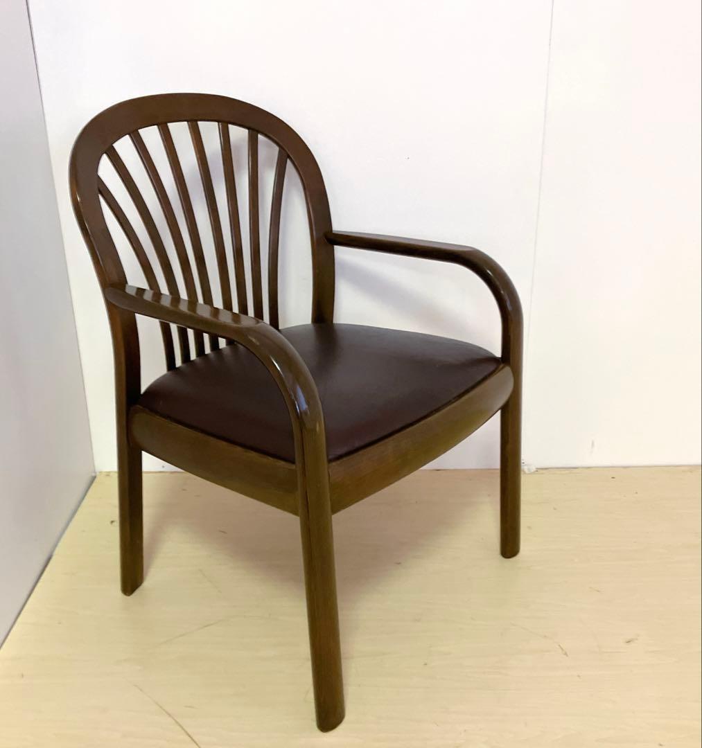 karimoku カリモク家具　アームチェア　座面レザー　ダイニングチェア　②