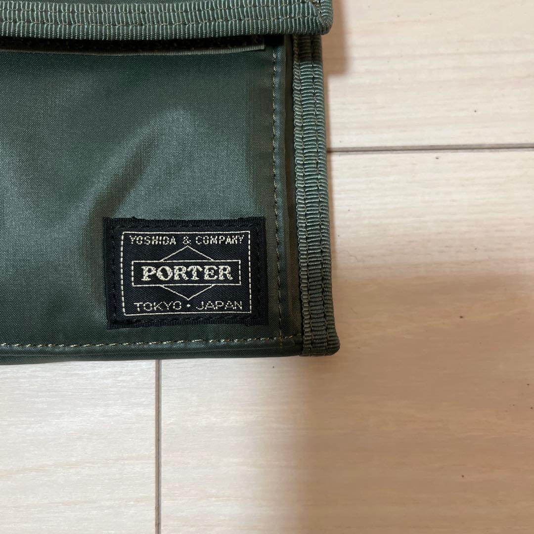 【美品】PORTER ポーター　カプセル　二つ折り財布　カーキ