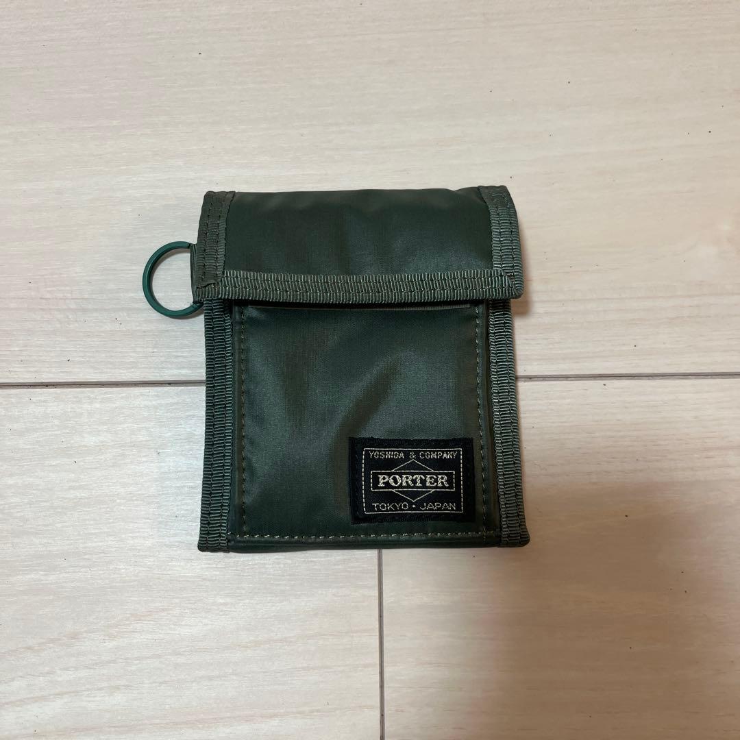 【美品】PORTER ポーター　カプセル　二つ折り財布　カーキ