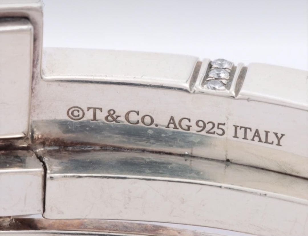 ティファニー ブレスレット ダイヤ Tスクエアラップ バングル シルバー