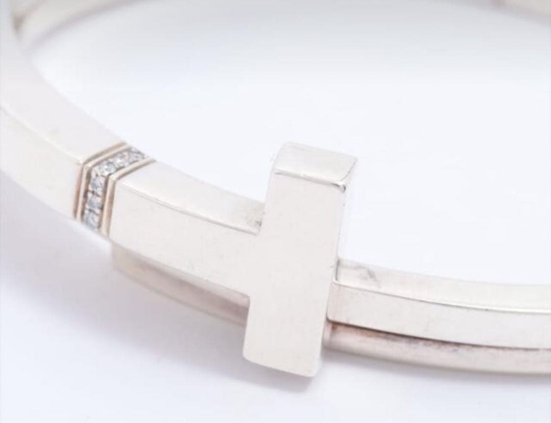 ティファニー ブレスレット ダイヤ Tスクエアラップ バングル シルバー
