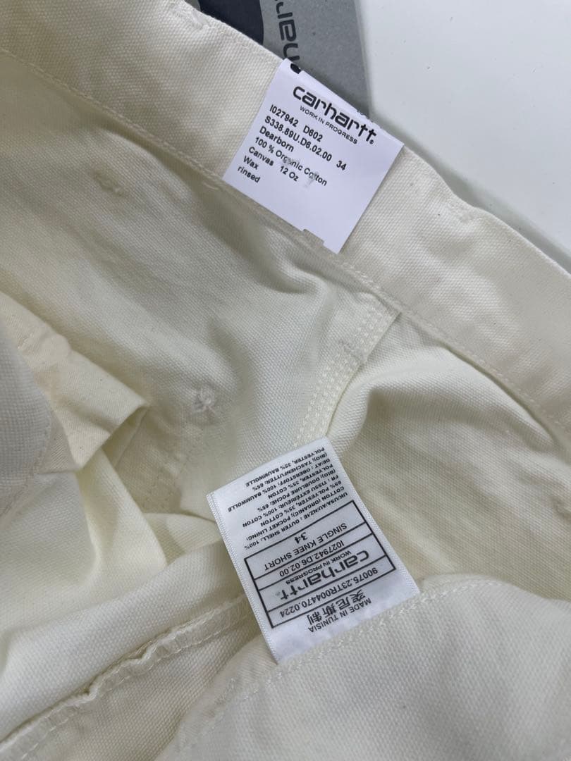 カーハートWIP シングルニーショーツ W34 白 ショートパンツ