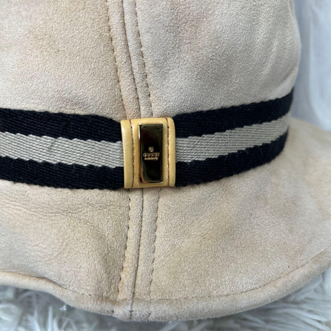 GUCCI ムートン　レザー　ハット　シェリーライン　ブラウン　L 帽子