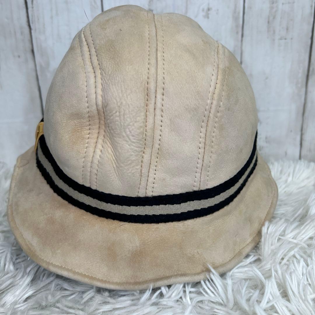 GUCCI ムートン　レザー　ハット　シェリーライン　ブラウン　L 帽子
