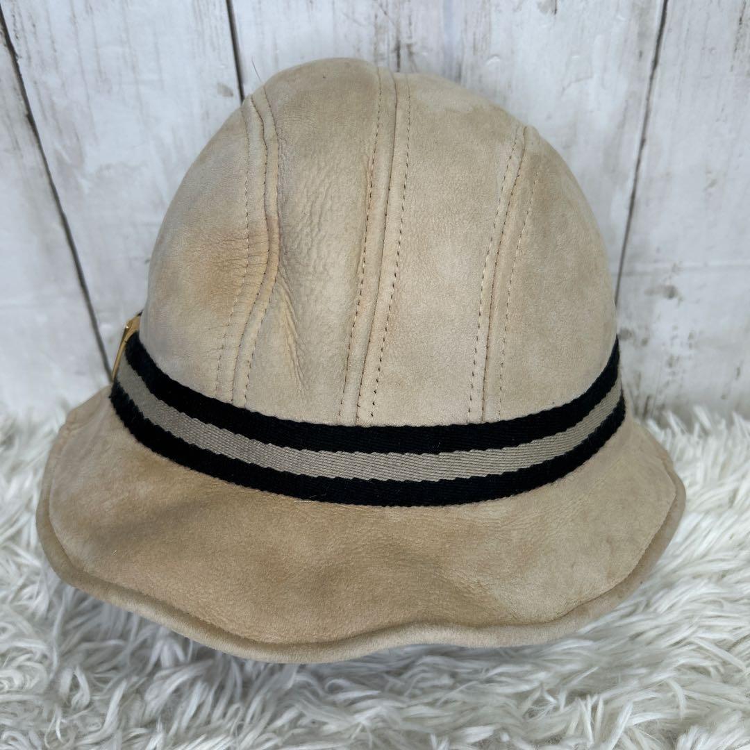 GUCCI ムートン　レザー　ハット　シェリーライン　ブラウン　L 帽子