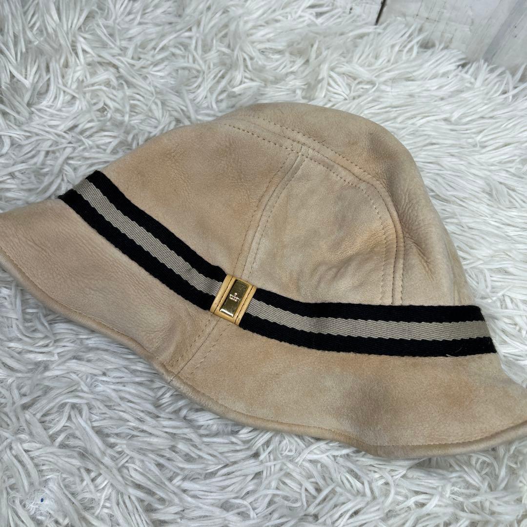 GUCCI ムートン　レザー　ハット　シェリーライン　ブラウン　L 帽子