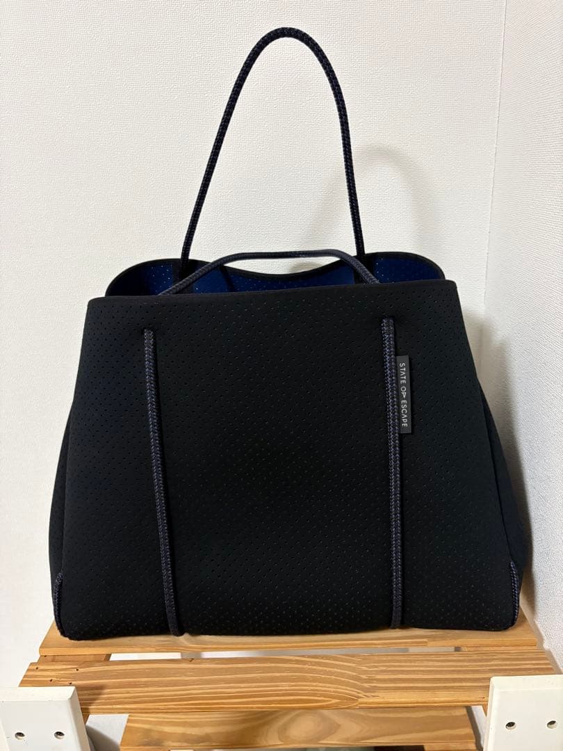 別注STATE OF ESCAPE ロンハーマン　トートバッグ大型　黒×ネイビー