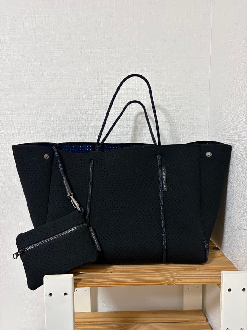 別注STATE OF ESCAPE ロンハーマン　トートバッグ大型　黒×ネイビー