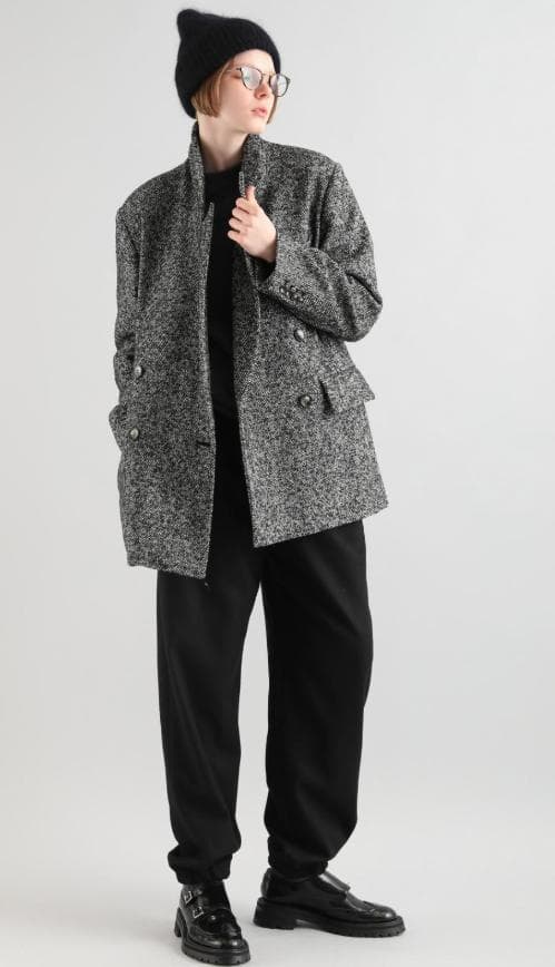 【新品】SACRAサクラWOOLSILKHERRIGBONE SHORTCOAT