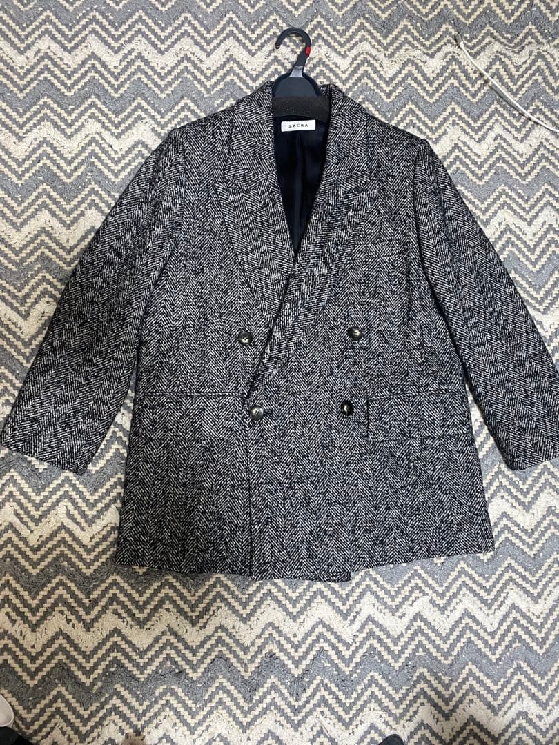 【新品】SACRAサクラWOOLSILKHERRIGBONE SHORTCOAT