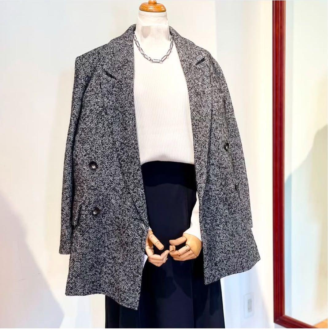 【新品】SACRAサクラWOOLSILKHERRIGBONE SHORTCOAT