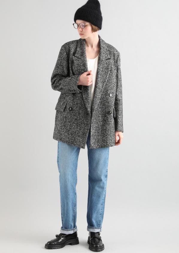 【新品】SACRAサクラWOOLSILKHERRIGBONE SHORTCOAT