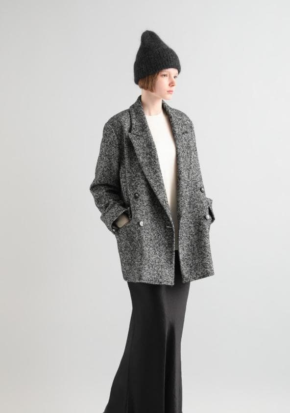 【新品】SACRAサクラWOOLSILKHERRIGBONE SHORTCOAT