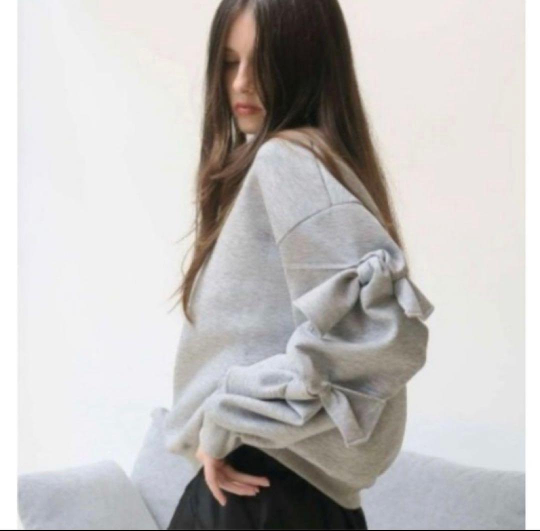 AMOMMA リボン付きグレー スウェット【美品】