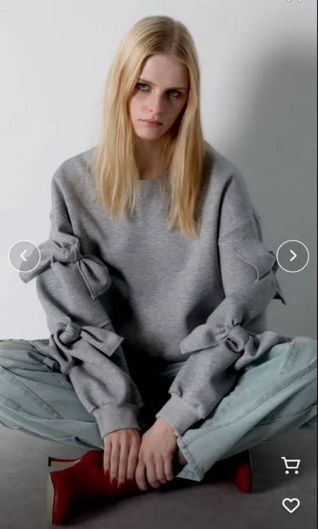 AMOMMA リボン付きグレー スウェット【美品】