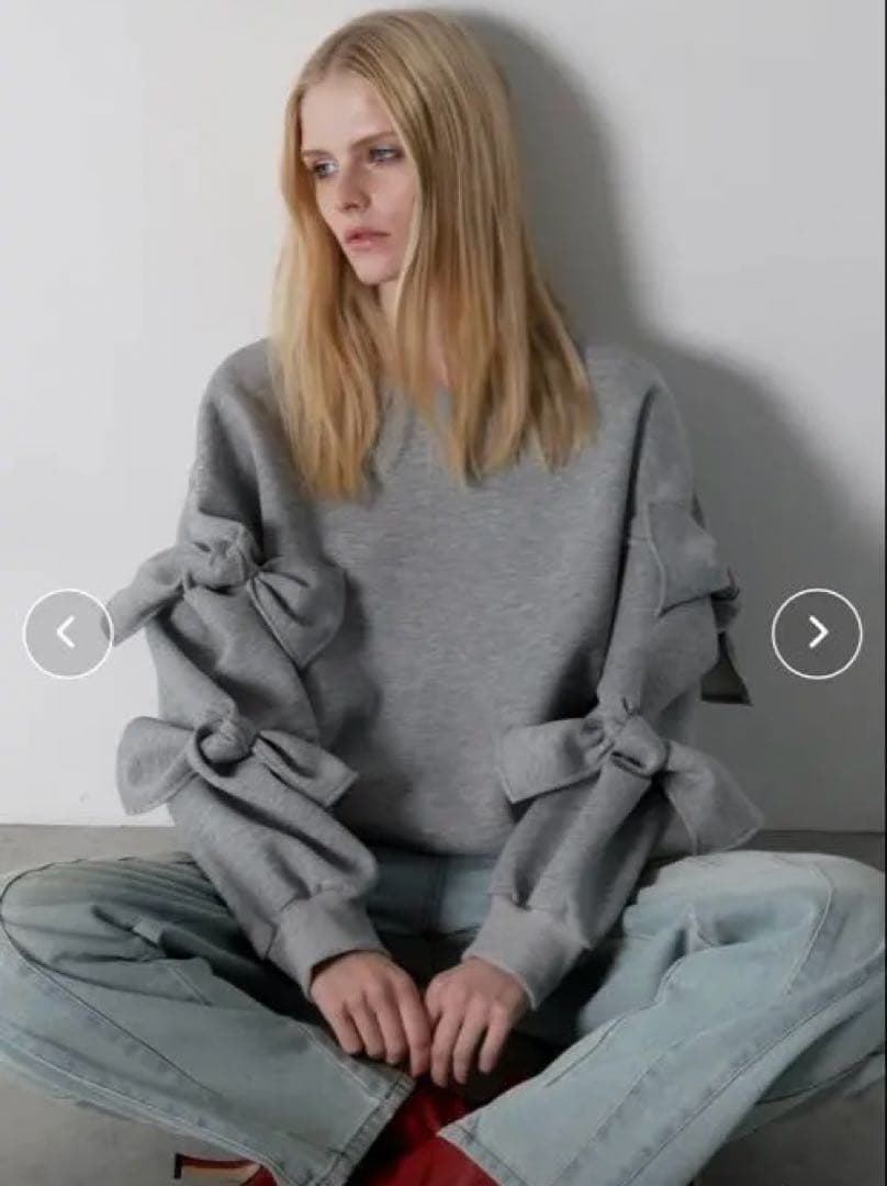 AMOMMA リボン付きグレー スウェット【美品】