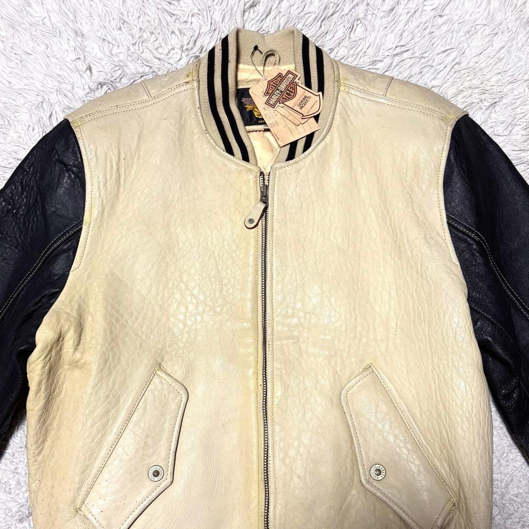 90s 希少 HARLEY DAVIDSON スタジャン バイカラー Lサイズ
