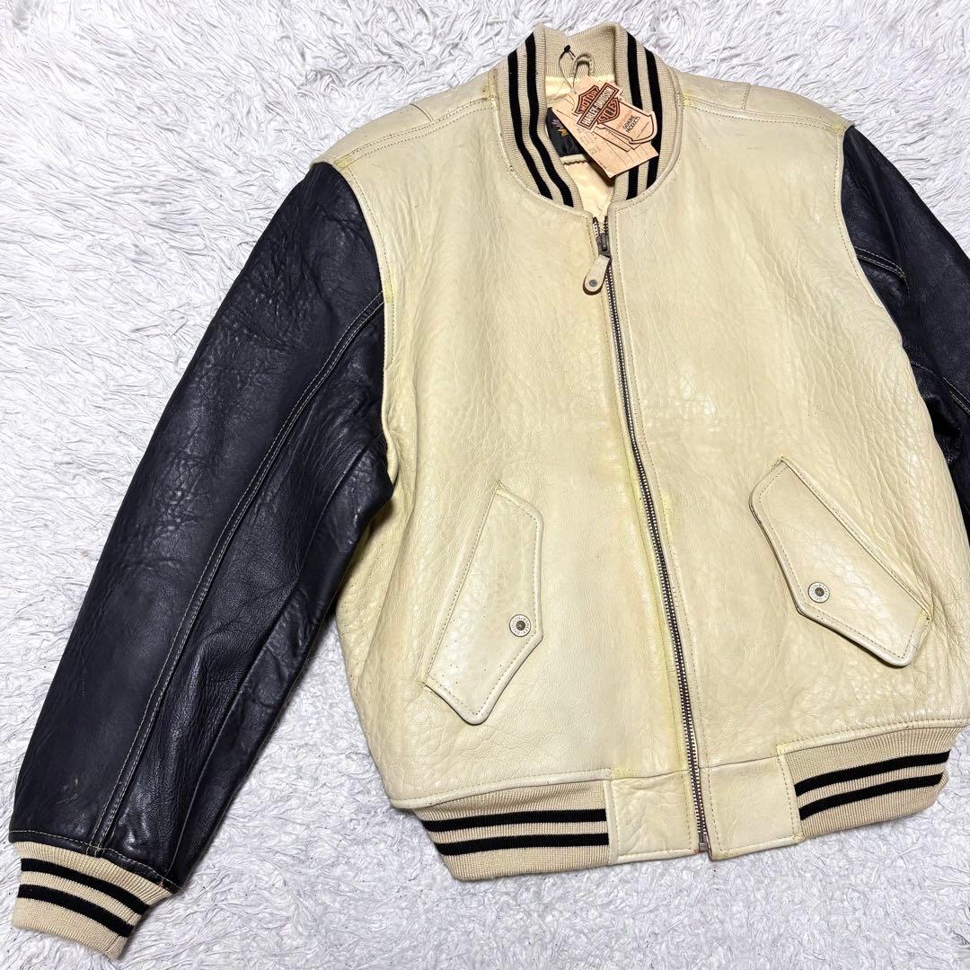 90s 希少 HARLEY DAVIDSON スタジャン バイカラー Lサイズ