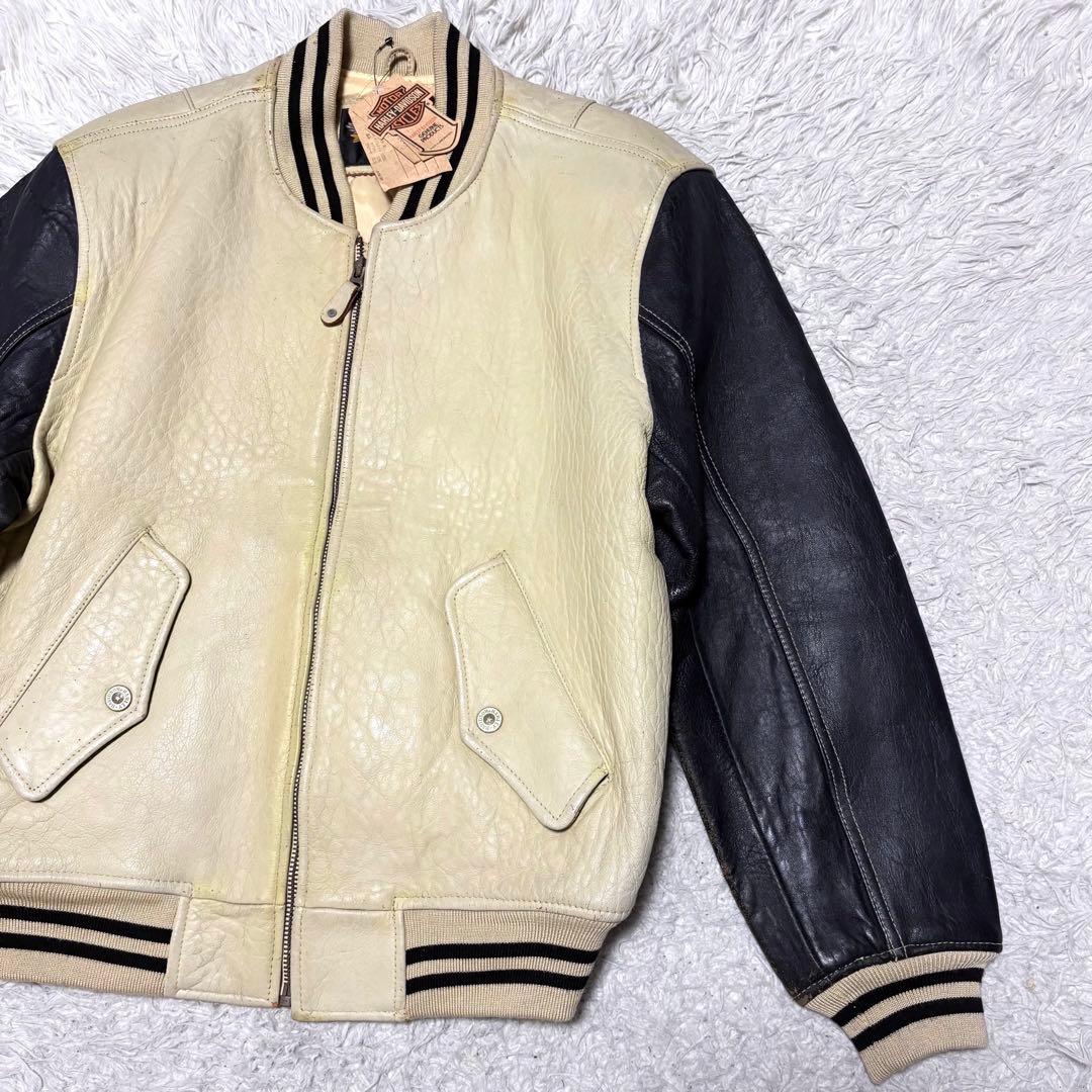90s 希少 HARLEY DAVIDSON スタジャン バイカラー Lサイズ