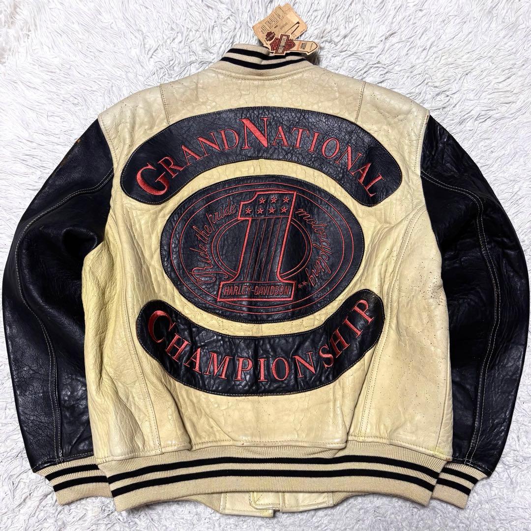 90s 希少 HARLEY DAVIDSON スタジャン バイカラー Lサイズ