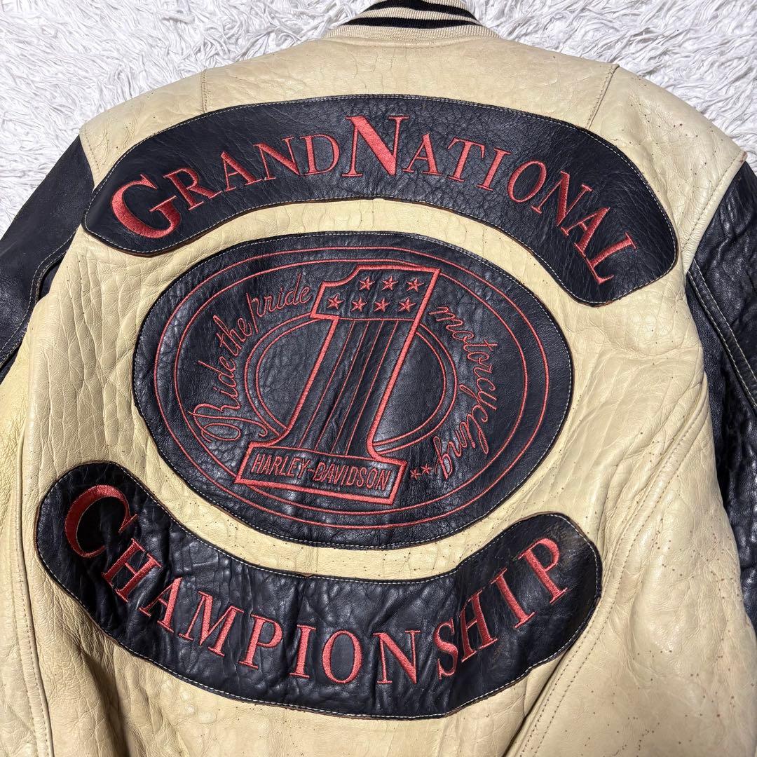 90s 希少 HARLEY DAVIDSON スタジャン バイカラー Lサイズ