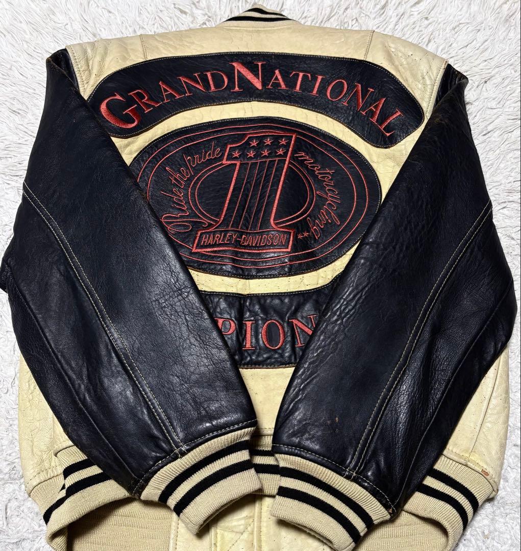 90s 希少 HARLEY DAVIDSON スタジャン バイカラー Lサイズ