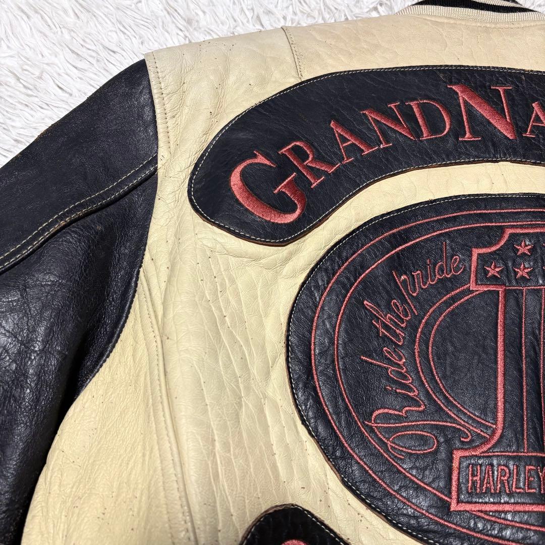 90s 希少 HARLEY DAVIDSON スタジャン バイカラー Lサイズ