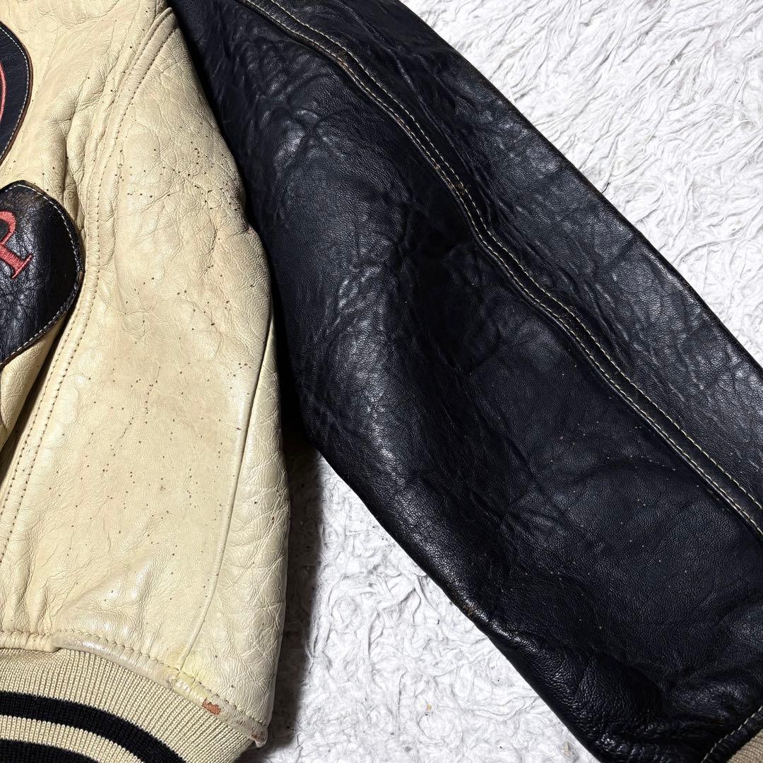 90s 希少 HARLEY DAVIDSON スタジャン バイカラー Lサイズ