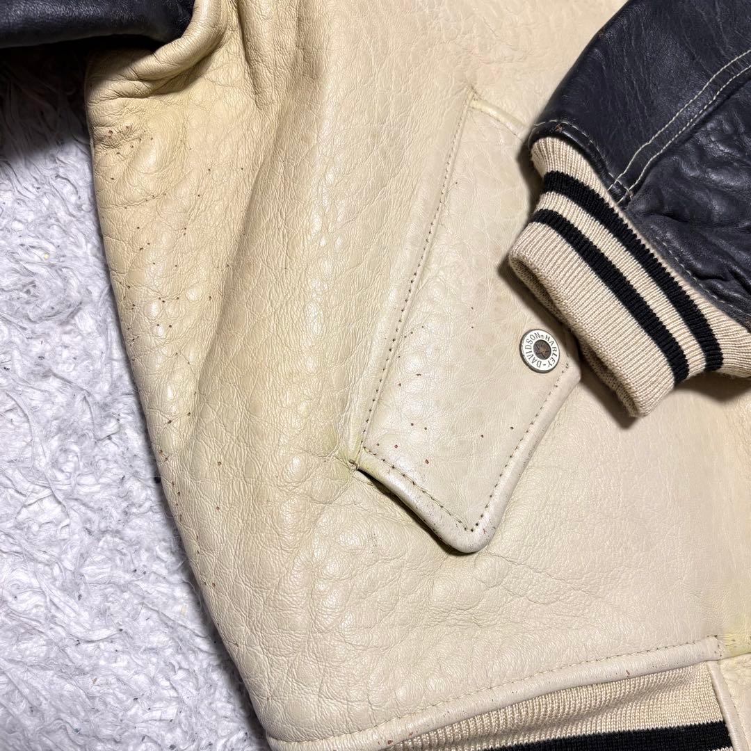 90s 希少 HARLEY DAVIDSON スタジャン バイカラー Lサイズ
