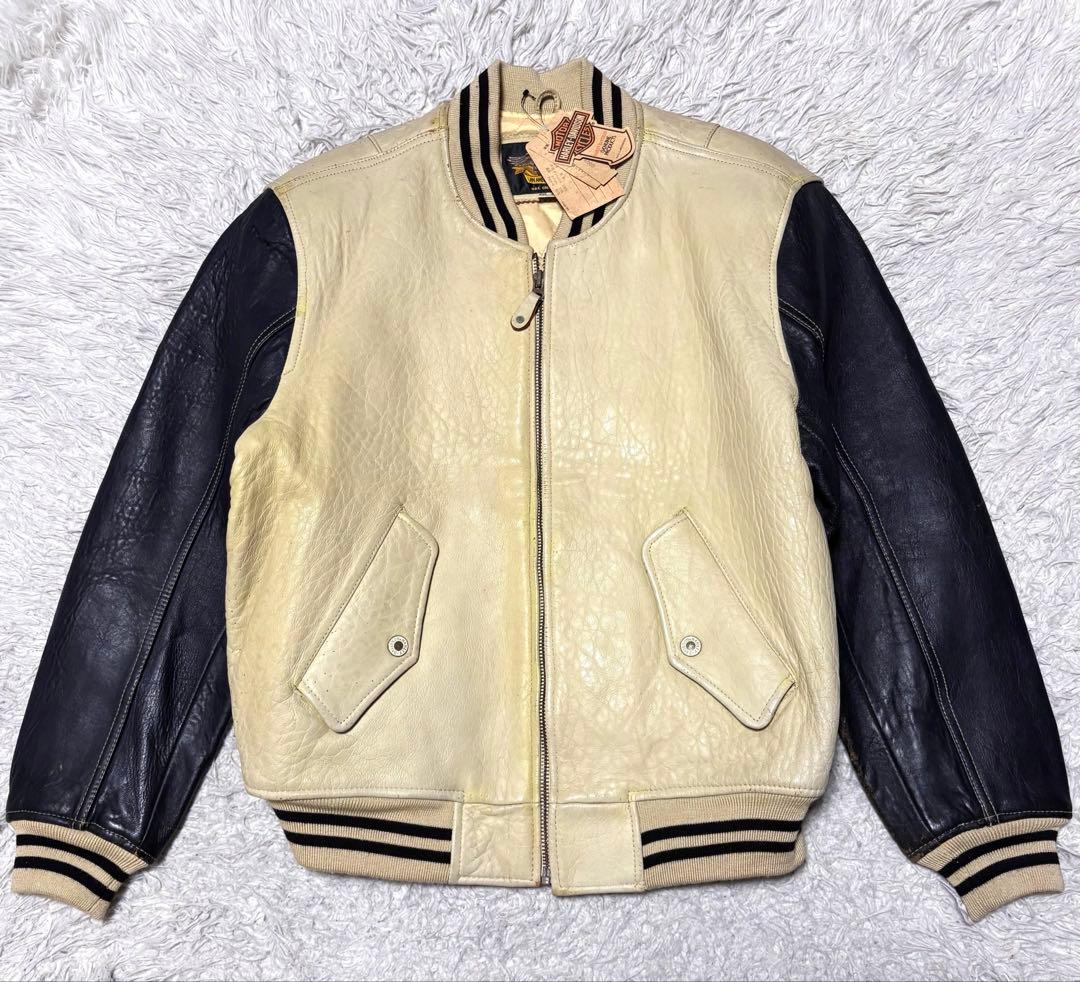 90s 希少 HARLEY DAVIDSON スタジャン バイカラー Lサイズ