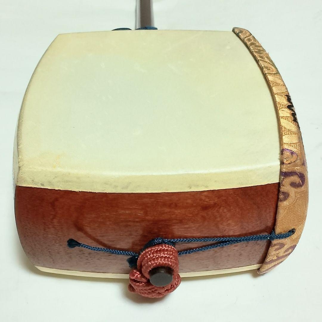 高級　紫檀　細棹三本継　三味線　鼈甲バチ + ソフトケース付き