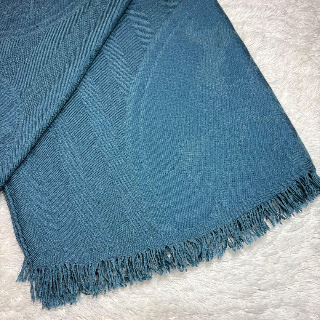 【最高級/極美品】HERMES エルメス カシミヤシルク 大判ストール　ブルー