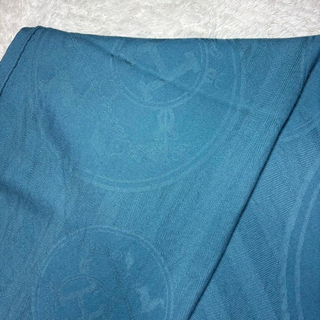 【最高級/極美品】HERMES エルメス カシミヤシルク 大判ストール　ブルー