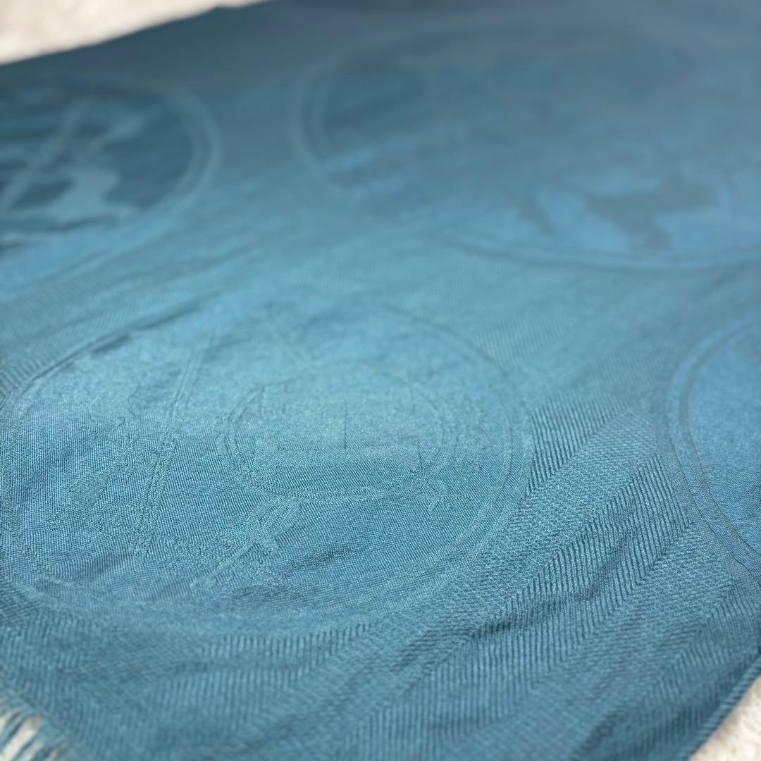 【最高級/極美品】HERMES エルメス カシミヤシルク 大判ストール　ブルー