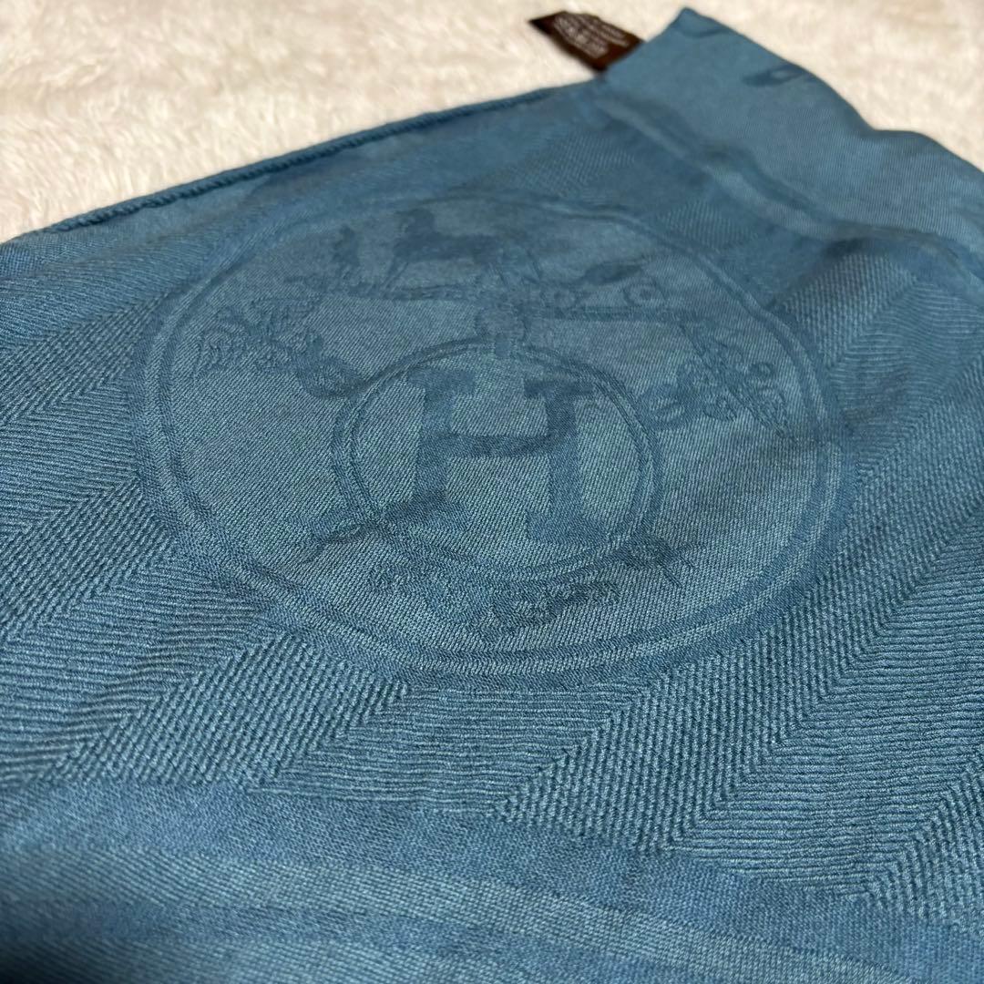 【最高級/極美品】HERMES エルメス カシミヤシルク 大判ストール　ブルー