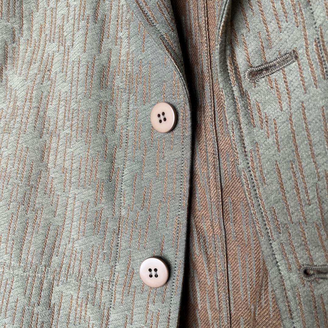 IM MEN オリーブグリーン ストライプ テーラードジャケット