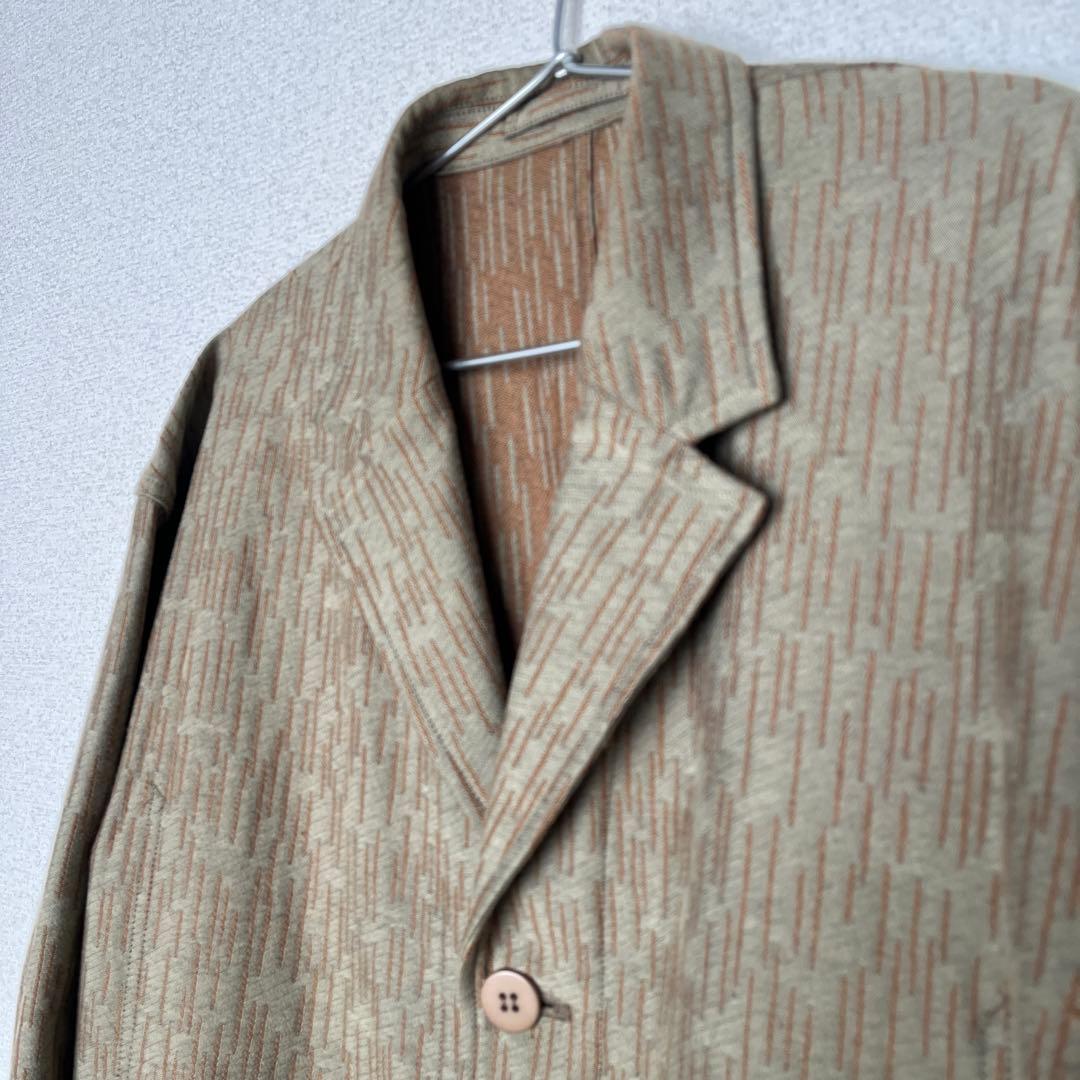 IM MEN オリーブグリーン ストライプ テーラードジャケット